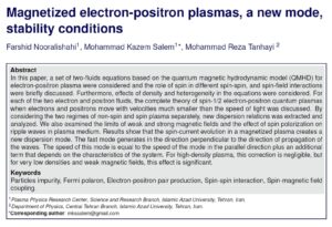 Magnetized electron-positron plasma, new mode, stability conditions