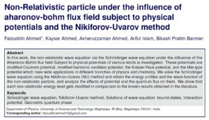 Non-relativistic particle under the Influence of Aharonov-Bohm Flux Field Subject to Physical Potentials and the Nikiforov-Uvarov Method